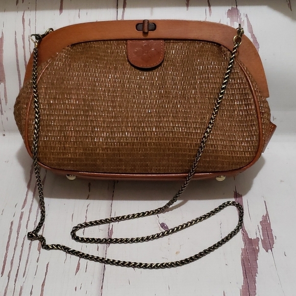 Patricia Nash Handbags - Patricia Nash woven and wood chain crossbody bag
